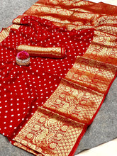 Precious Bandhej Red Color Silk Saree